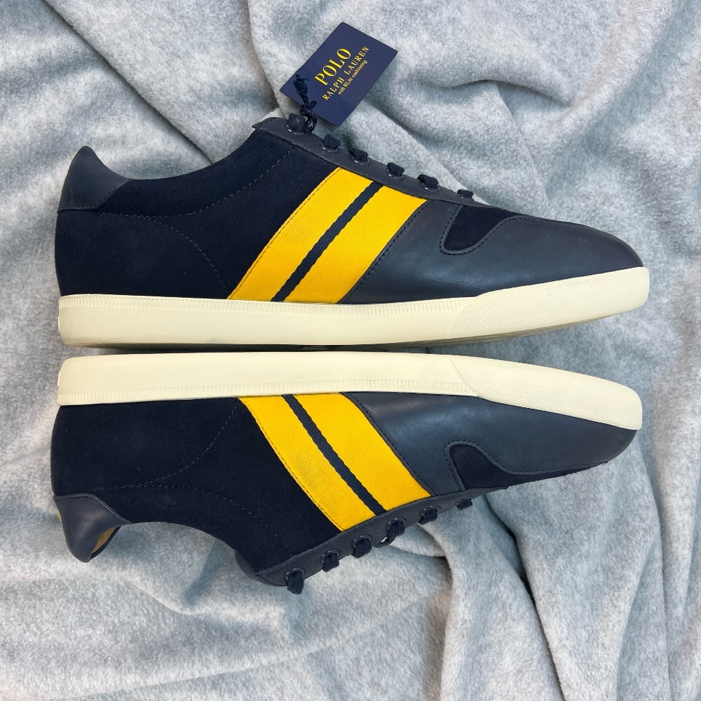 Polo Ralph Lauren Men’s Camilo II Blue Suede Leather Trainers Sneakers Preppy 11 - Picture 13 of 16
